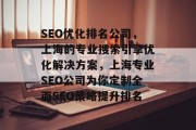 SEO优化排名公司，上海的专业搜索引擎优化解决方案，上海专业SEO公司为你定制全面SEO策略提升排名，上海 SEO优化公司，打造高质量网站，快速提升排名