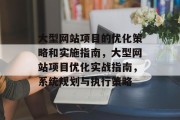 大型网站项目的优化策略和实施指南，大型网站项目优化实战指南，系统规划与执行策略