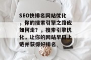 SEO快排名网站优化，你的搜索引擎之路应如何走？，搜索引擎优化，让你的网站早日上链并获得好排名