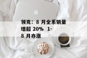 领克：8 月全系销量增超 20%  1-8 月亦涨