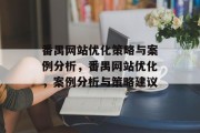 番禺网站优化策略与案例分析，番禺网站优化，案例分析与策略建议，番禺SEO优化实战，案例解析与策略建议