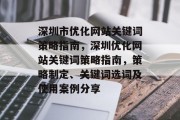 深圳市优化网站关键词策略指南，深圳优化网站关键词策略指南，策略制定、关键词选词及使用案例分享，深圳优化网站关键词策略