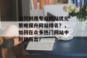 如何利用专业网站优化策略提升网站排名？，如何在众多热门网站中脱颖而出？