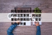 网站部署插件的使用技巧和注意事项，网站部署插件使用技巧，安全与效率并重，网站部署插件指南，安全与效率并重