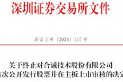 合诚技术终止深交所主板IPO 原拟募10亿中信证券保荐