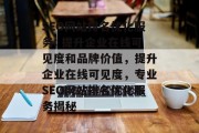 SEO网站排名优化服务: 提升企业在线可见度和品牌价值，提升企业在线可见度，专业SEO网站排名优化服务揭秘，深度解析SEO网站排名优化，提升企业在线可见度的策略指南