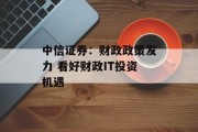 中信证券：财政政策发力 看好财政IT投资机遇