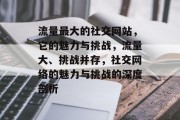 流量最大的社交网站，它的魅力与挑战，流量大、挑战并存，社交网络的魅力与挑战的深度剖析，流量大的社交网站，魅力与挑战，深度剖析