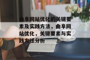 曲阜网站优化的关键要素及实践方法，曲阜网站优化，关键要素与实践方法分析