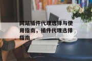 网站插件代理选择与使用指南，插件代理选择指南