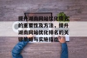 提升湖南网站优化排名的重要性及方法，提升湖南网站优化排名的关键策略与实施指南