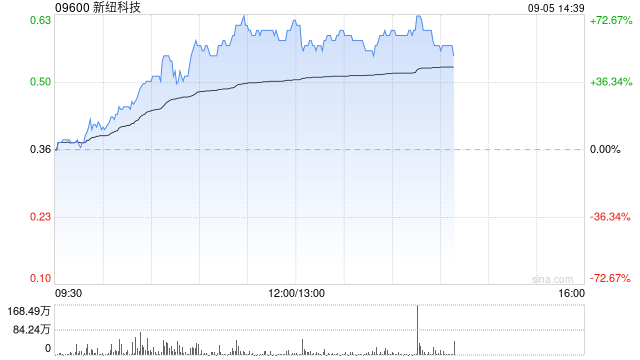 新纽科技午盘暴涨逾64% 上半年营收同比增加4.20%