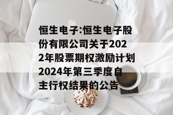 恒生电子:恒生电子股份有限公司关于2022年股票期权激励计划2024年第三季度自主行权结果的公告