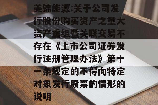 美锦能源:关于公司发行股份购买资产之重大资产重组暨关联交易不存在《上市公司证券发行注册管理办法》第十一条规定的不得向特定对象发行股票的情形的说明