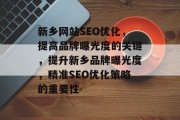 新乡网站SEO优化，提高品牌曝光度的关键，提升新乡品牌曝光度，精准SEO优化策略的重要性，新乡搜索引擎优化实战经验，提升品牌曝光度的关键策略