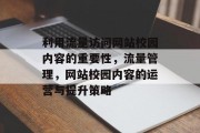 利用流量访问网站校园内容的重要性，流量管理，网站校园内容的运营与提升策略，流量至上，网站校园内容的重要性，流量管理策略及运营提升策略