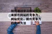 如何通过学习网站优化来提升网站的竞争力，网站优化，提升竞争力的有效方法