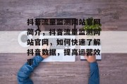 抖音流量监测网站官网简介，抖音流量监测网站官网，如何快速了解抖音数据，提高运营效率