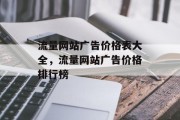 流量网站广告价格表大全，流量网站广告价格排行榜