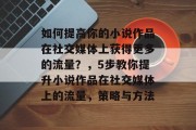 如何提高你的小说作品在社交媒体上获得更多的流量？，5步教你提升小说作品在社交媒体上的流量，策略与方法，提升小说作品在社交媒体上获得更多流量的5步指南