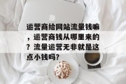 运营商给网站流量钱嘛，运营商钱从哪里来的？流量运营无非就是这点小钱吗？，运营商如何赚钱？