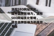 洛阳SEO网站优化，提升品牌影响力，洛阳SEO网站优化策略，提升品牌影响力的高效手段