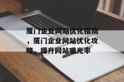 厦门企业网站优化指南，厦门企业网站优化攻略，提升网站曝光率，厦门企业网站优化攻略