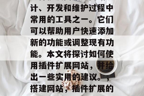 插件扩展网站是网站设计、开发和维护过程中常用的工具之一。它们可以帮助用户快速添加新的功能或调整现有功能。本文将探讨如何使用插件扩展网站，并给出一些实用的建议。，搭建网站，插件扩展的实用指南