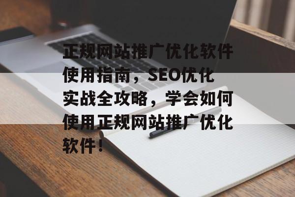 正规网站推广优化软件使用指南，SEO优化实战全攻略，学会如何使用正规网站推广优化软件！